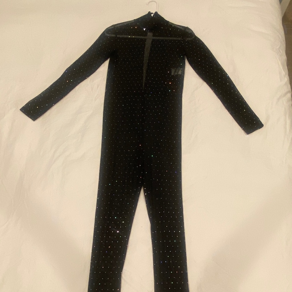 Sheer Black Glitter Jumpsuit - S